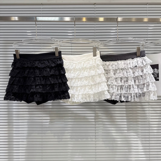 Popular online style, 2025 autumn new French sweet multi-layered pleated lace short skirt, cake skirt, midi skirt