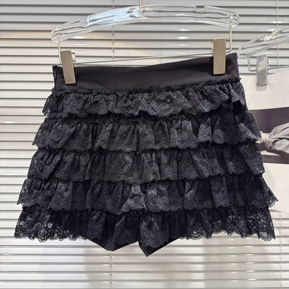 Popular online style, 2025 autumn new French sweet multi-layered pleated lace short skirt, cake skirt, midi skirt