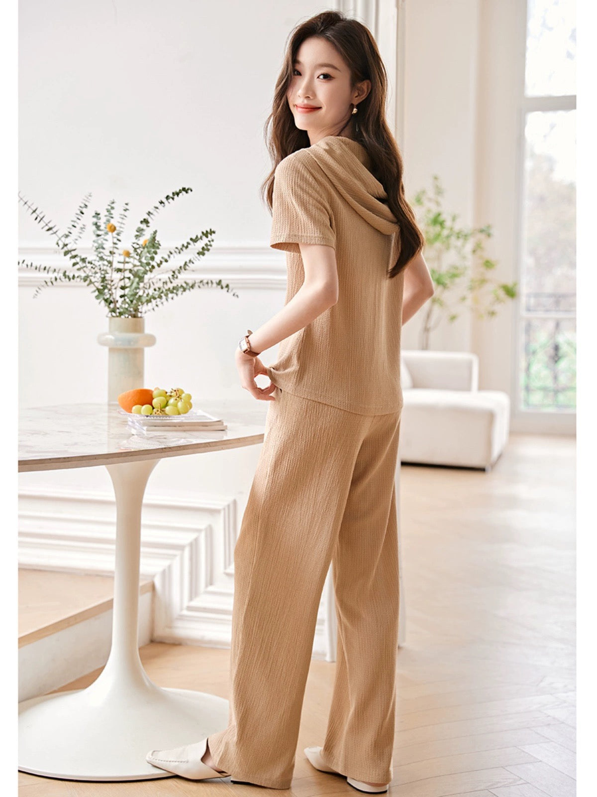 Mohan Yimei new Chinese texture hooded suit 2024 summer new high-end slim long women's suit