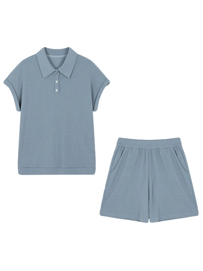 Mohan Yimei outdoor sports POLOT shirt shorts suit 2024 summer new casual simple fashion suit
