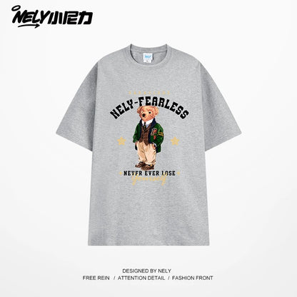 NELY Little Nelly Fun Bear Printed Short-sleeved T-shirt Men's and Women's Summer 2025 New Loose Cotton Half-sleeved Top