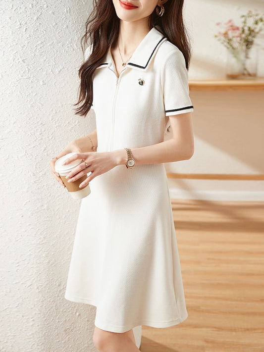 Mohan Yimei Simple Casual Long Dress 2023 Summer New Fashion Versatile Korean Style Slim and Fashionable Dress for Women