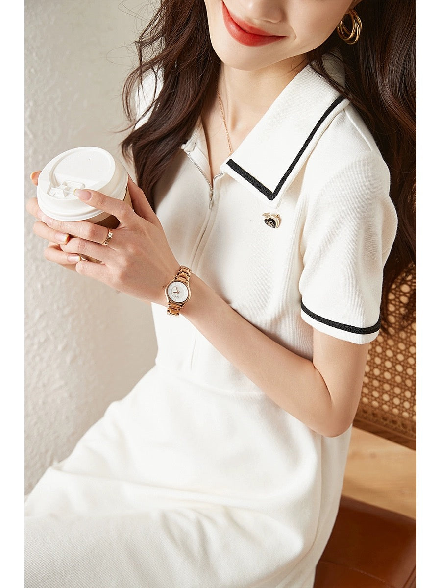 Mohan Yimei Simple Casual Long Dress 2023 Summer New Fashion Versatile Korean Style Slim and Fashionable Dress for Women