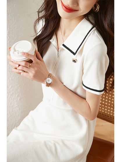 Mohan Yimei Simple Casual Long Dress 2023 Summer New Fashion Versatile Korean Style Slim and Fashionable Dress for Women