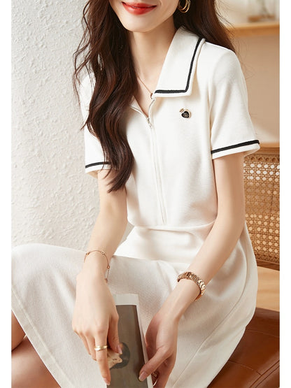 Mohan Yimei Simple Casual Long Dress 2023 Summer New Fashion Versatile Korean Style Slim and Fashionable Dress for Women