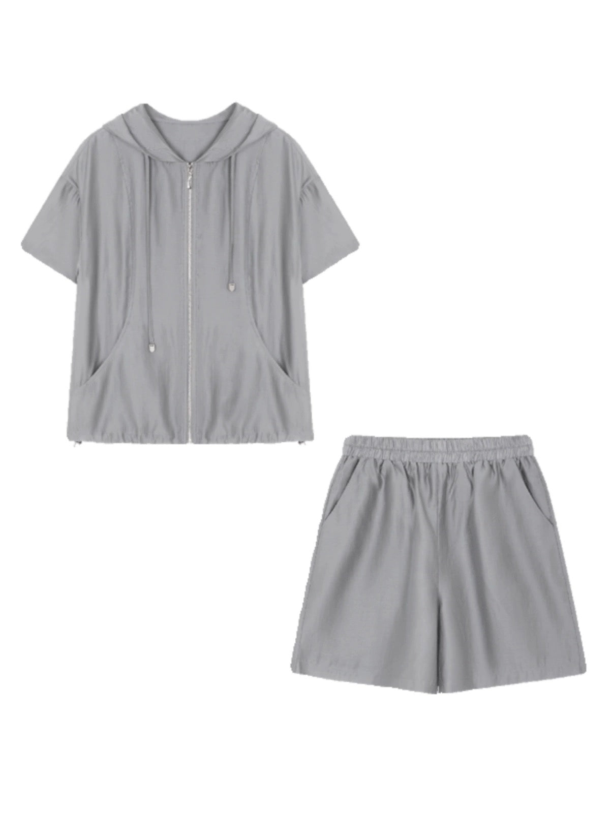 Mohan Yimei casual breathable imitation Tencel hooded jacket shorts suit 2024 summer new fashion suit for women