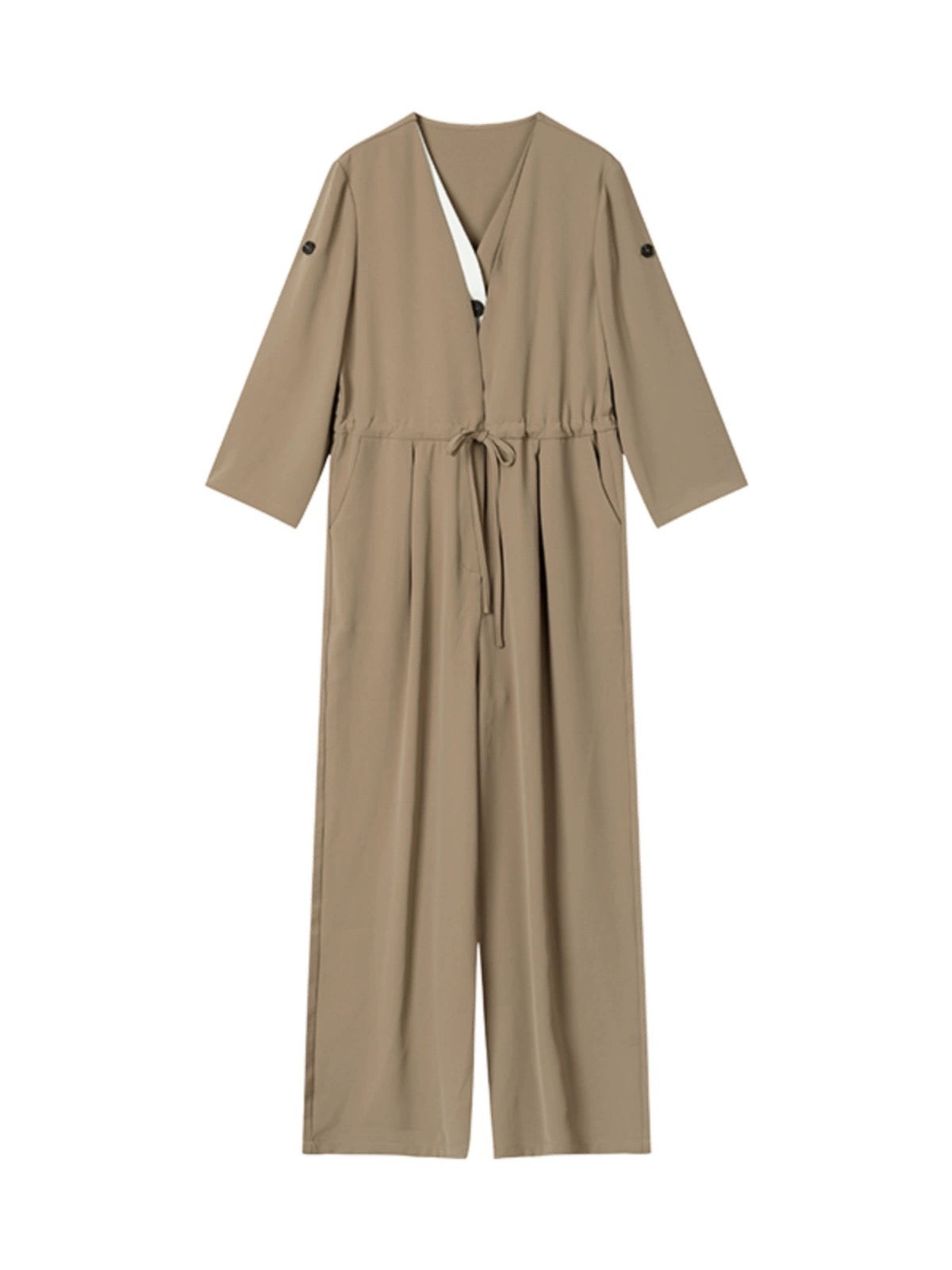 Mohan Yimei Simple Commuting Jumpsuit 23 New Summer Style Versatile Waist Cinch Contrast Color Blocking Jumpsuit Women