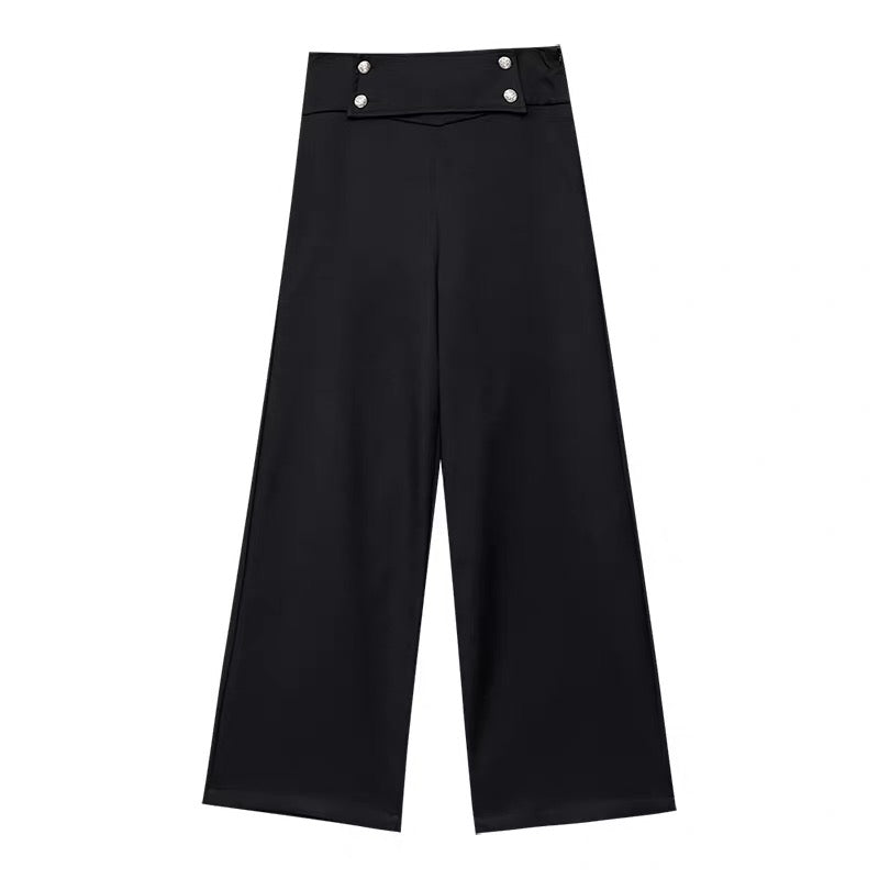 ABWLR Classic Era – Original Grey Double-Breasted Suit Trousers: Wide-Leg, Straight-Cut, Drapey Tailored Pants for Women