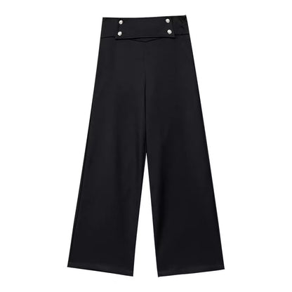 ABWLR Classic Era – Original Grey Double-Breasted Suit Trousers: Wide-Leg, Straight-Cut, Drapey Tailored Pants for Women
