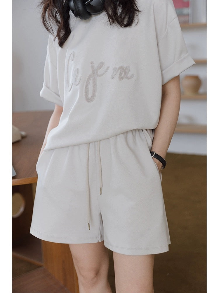 Princess Dopamine summer dress is paired with a complete set of casual sports suits for women to slim down and reduce age, short-sleeved T-shirts and shorts