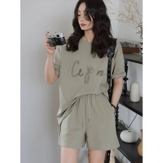 Princess Dopamine summer dress is paired with a complete set of casual sports suits for women to slim down and reduce age, short-sleeved T-shirts and shorts
