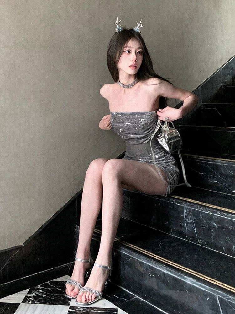 Pure lust sexy sequin glitter tube top dress for women summer high-end Lee Nhi Boutique Pure lust sexy sequin glitter tube top dress for women summer high-end Lee Nhi Boutique