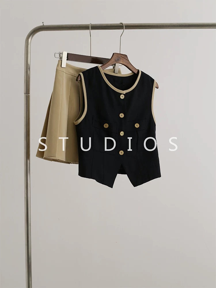 High-grade Xiaoxiang style, a and cool vest suit skirt pants summer dress with a complete set of 2025 new old money style