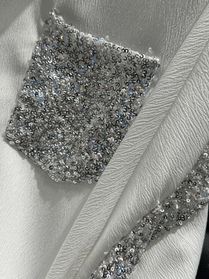 Niche design heavy-duty white sequined patchwork shirt for women 2024 summer new casual sun protection shirt top