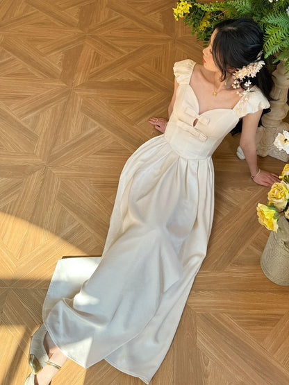 Wind and Smoke/Venus Under the Moon Qianjinfeng French Satin Long Skirt Birthday Party High-end Hollow Dress Skirt