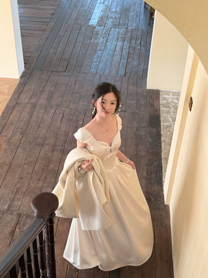 Wind and Smoke/Venus Under the Moon Qianjinfeng French Satin Long Skirt Birthday Party High-end Hollow Dress Skirt
