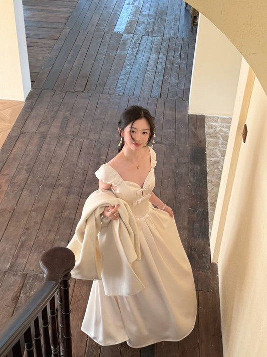 Wind and Smoke/Venus Under the Moon Qianjinfeng French Satin Long Skirt Birthday Party High-end Hollow Dress Skirt