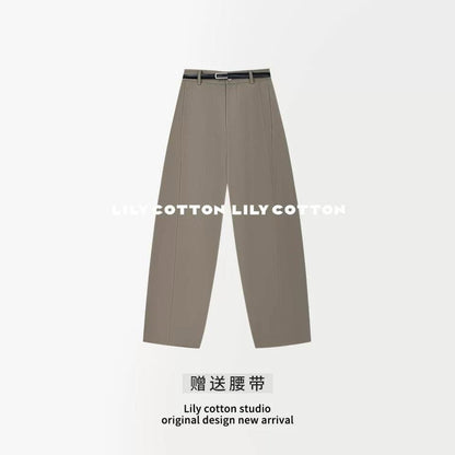Simple and stylish, high-waisted, pleated, loose-fitting, draping, ver –  Lee Nhi Boutique