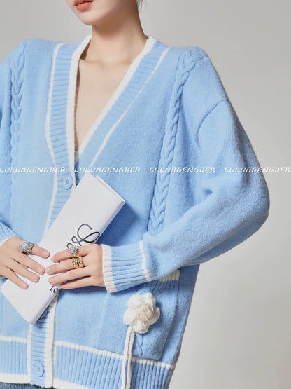 Lulu's style knitted cardigan for women, 2025 new style, sweet and youthful design, relaxed and versatile top.