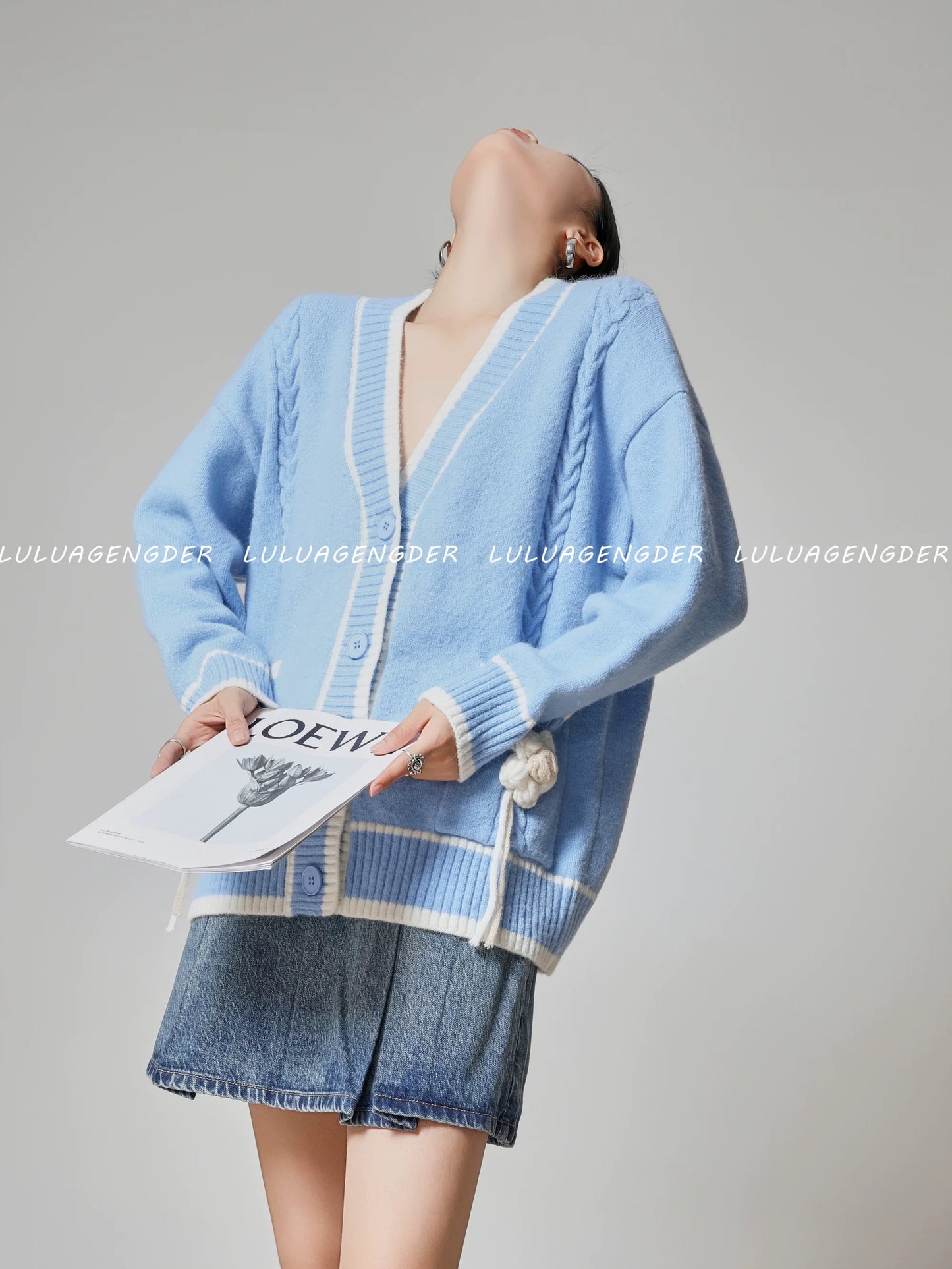 Lulu's style knitted cardigan for women, 2025 new style, sweet and youthful design, relaxed and versatile top.