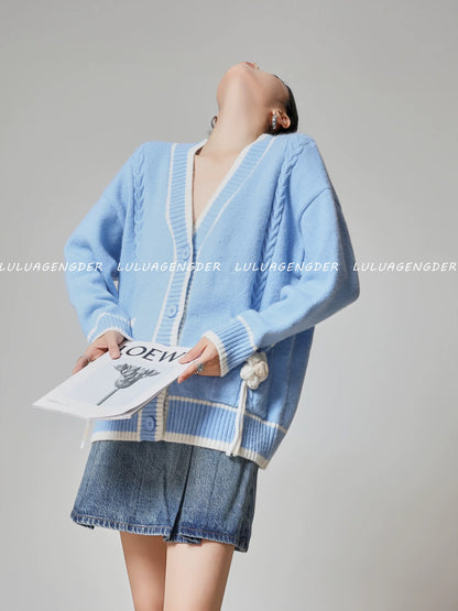 Lulu's style knitted cardigan for women, 2025 new style, sweet and youthful design, relaxed and versatile top.