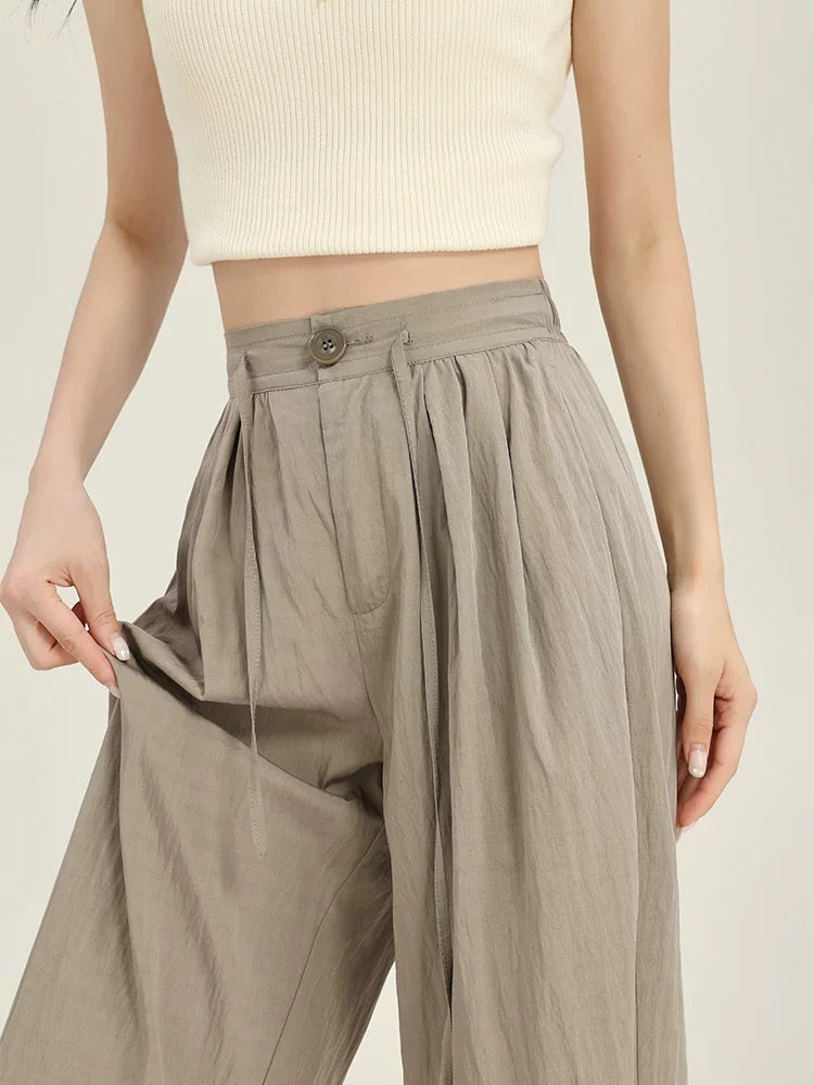 The rise of small Yamamoto pants for women 2025 thin Japanese style lazy drape casual pants high waist milk pants summer
