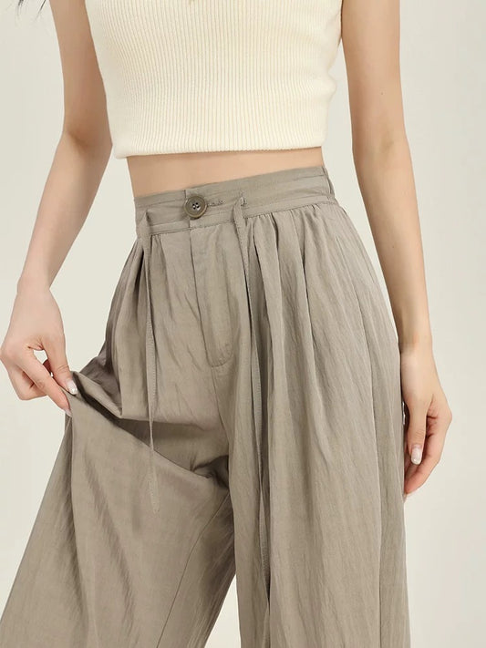 The rise of small Yamamoto pants for women 2025 thin Japanese style lazy drape casual pants high waist milk pants summer