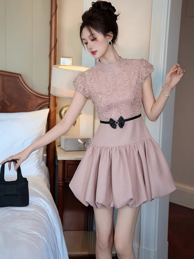 Super beautiful unique beautiful skirt female summer 2025 new light luxury high-end temperament pink dress small dress
