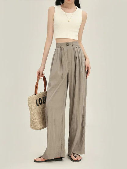 The rise of small Yamamoto pants for women 2025 thin Japanese style lazy drape casual pants high waist milk pants summer