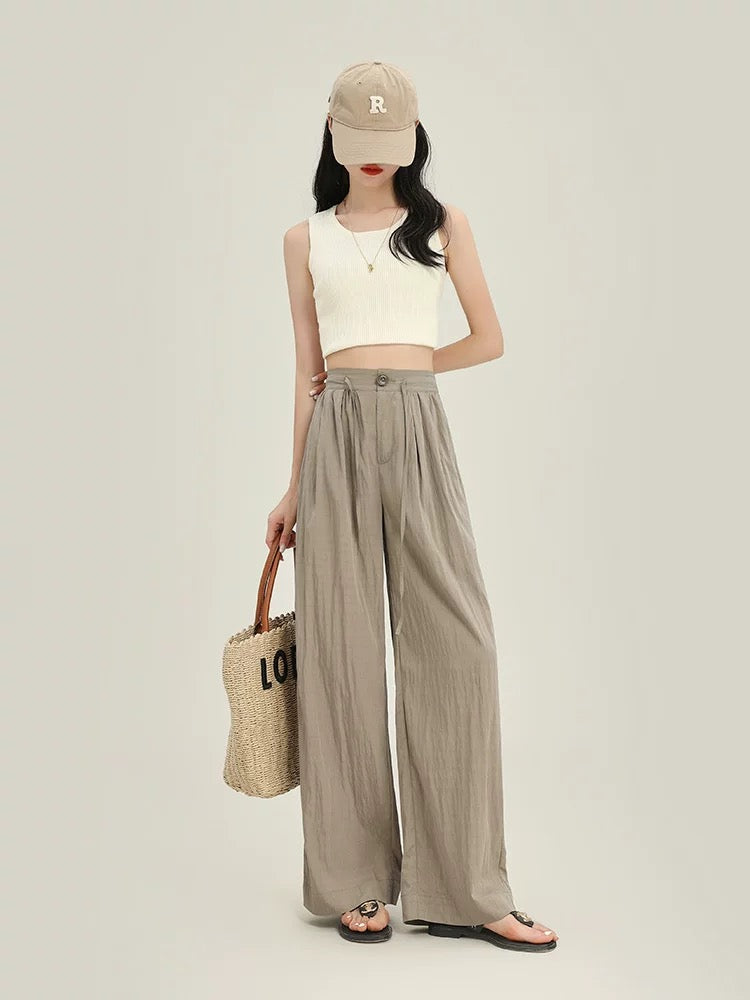 The rise of small Yamamoto pants for women 2025 thin Japanese style lazy drape casual pants high waist milk pants summer