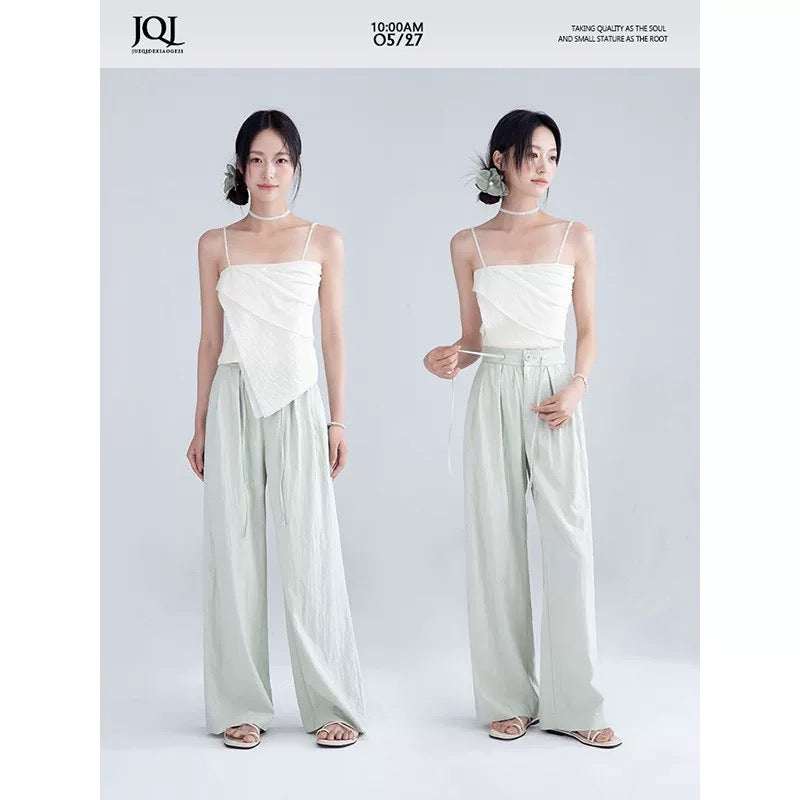 The rise of small Yamamoto pants for women 2025 thin Japanese style lazy drape casual pants high waist milk pants summer
