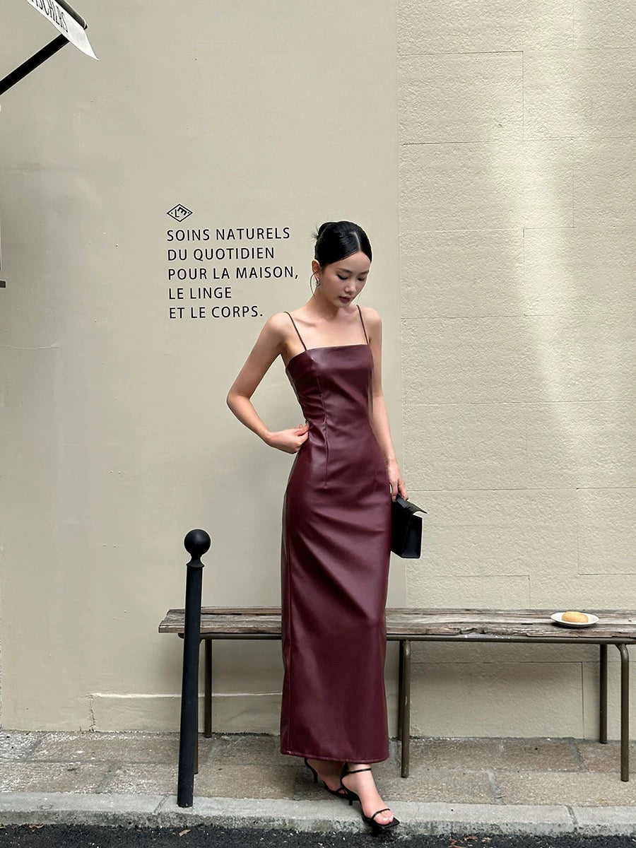 chinese dress ladies Calibri Faux Leather Sleeveless Mini Dress – VICI main image 0