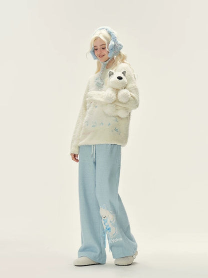 Naturally astringent cute puppy soft and lazy mohair sweater for women autumn and winter 2024 new loose knitted top