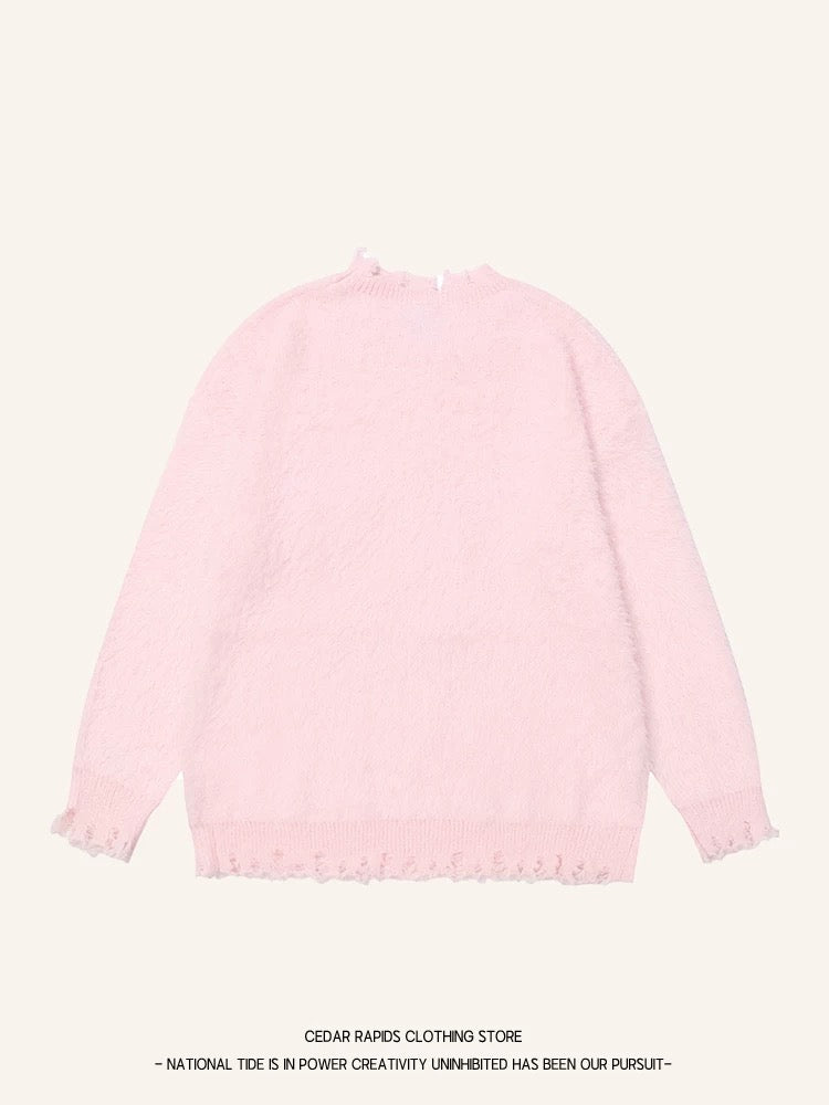 Natural autumn and winter wear bow sweater women's 2024 new winter loose soft waxy knitted long-sleeved top