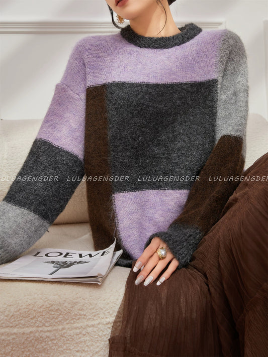 Lulu's style relaxed and effortless knit sweater, new autumn style, elegant yellow, versatile round neck knit sweater.