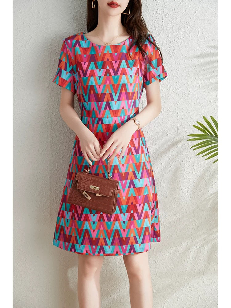 French high-end big-name chic dress for women summer 2024 new style waist slimming elegant a-line skirt