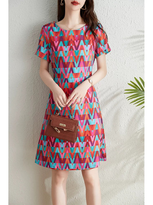 French high-end big-name chic dress for women summer 2024 new style waist slimming elegant a-line skirt