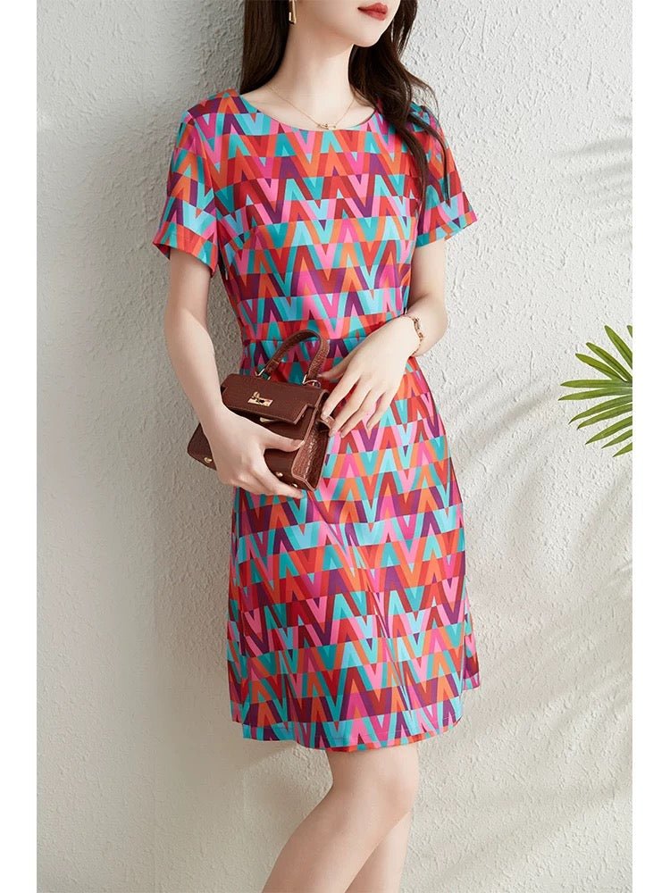 French high-end big-name chic dress for women summer 2024 new style waist slimming elegant a-line skirt