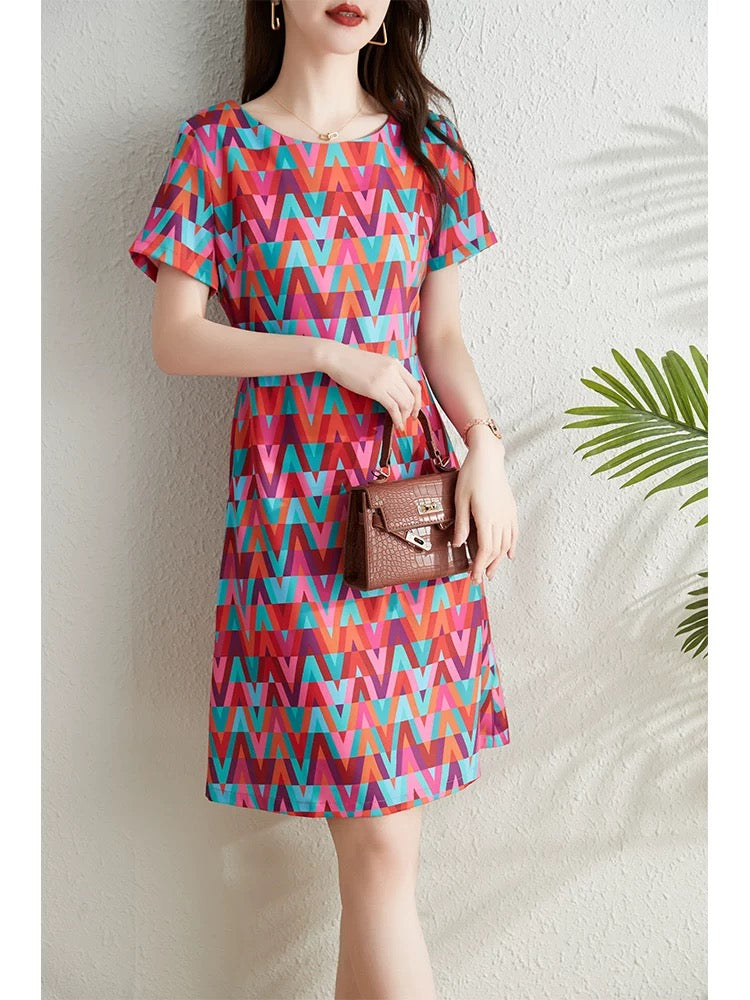 French high-end big-name chic dress for women summer 2024 new style waist slimming elegant a-line skirt