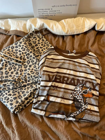 Women's Striped Long-Sleeve Pajama Set – Casual, Laid-back "Insta-Style" Loungewear (Suitable for Stepping Out) – New for Autumn 2026