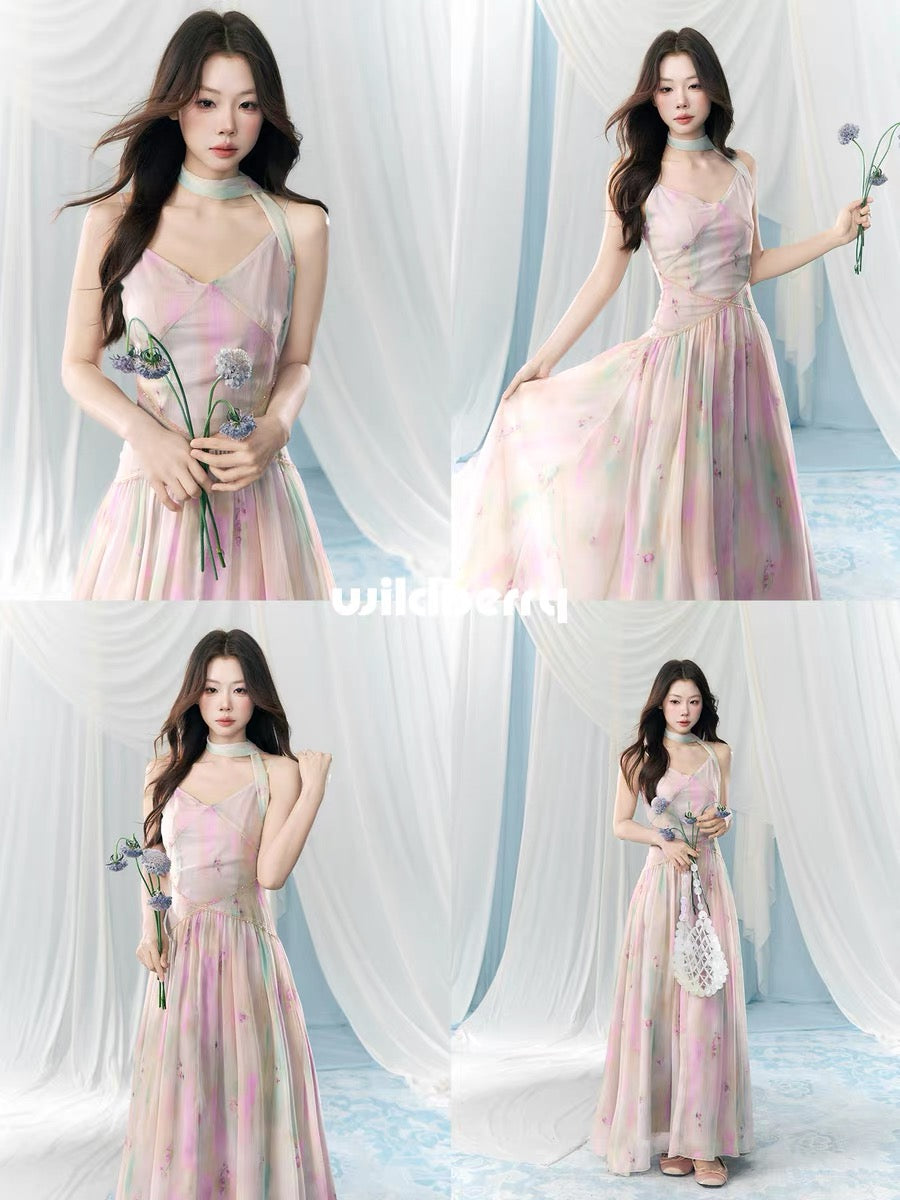 A Little Wild Berry French-Style Waist-Defining Slip Dress for Women, 2026 Summer New Arrival, High-End and Gentle Long Dress