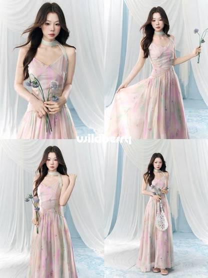 A Little Wild Berry French-Style Waist-Defining Slip Dress for Women, 2026 Summer New Arrival, High-End and Gentle Long Dress