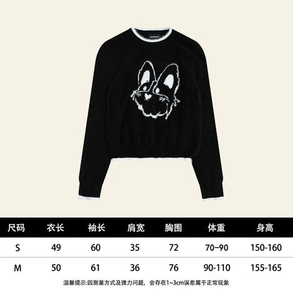 Natural soft and waxy jacquard slim fit sweater for women in autumn and winter, short top, slimming sweater for small people