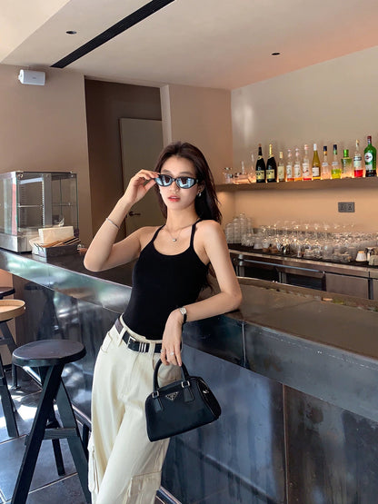 MULVAN multi-pocket white workwear jeans for women summer design straight loose wide-leg casual trousers