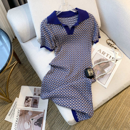Missing items from big-name buyers’ foreign trade counters ~ Romantic retro outfit with POLO collar plaid knitted dress