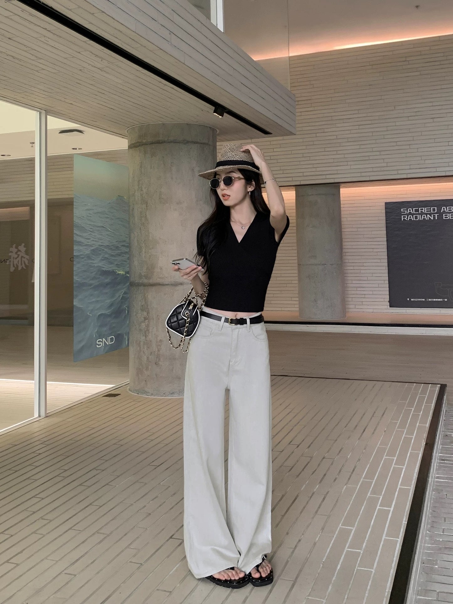 MULVAN Street Denim High Waist Straight Jeans Women 2025 Summer Loose Slimming Casual Wide Leg Pants