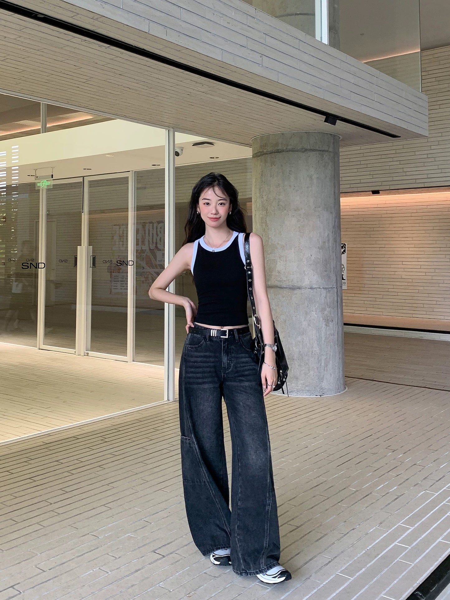 MULVAN loose wide-leg jeans for women new design niche casual straight slim mopping trousers