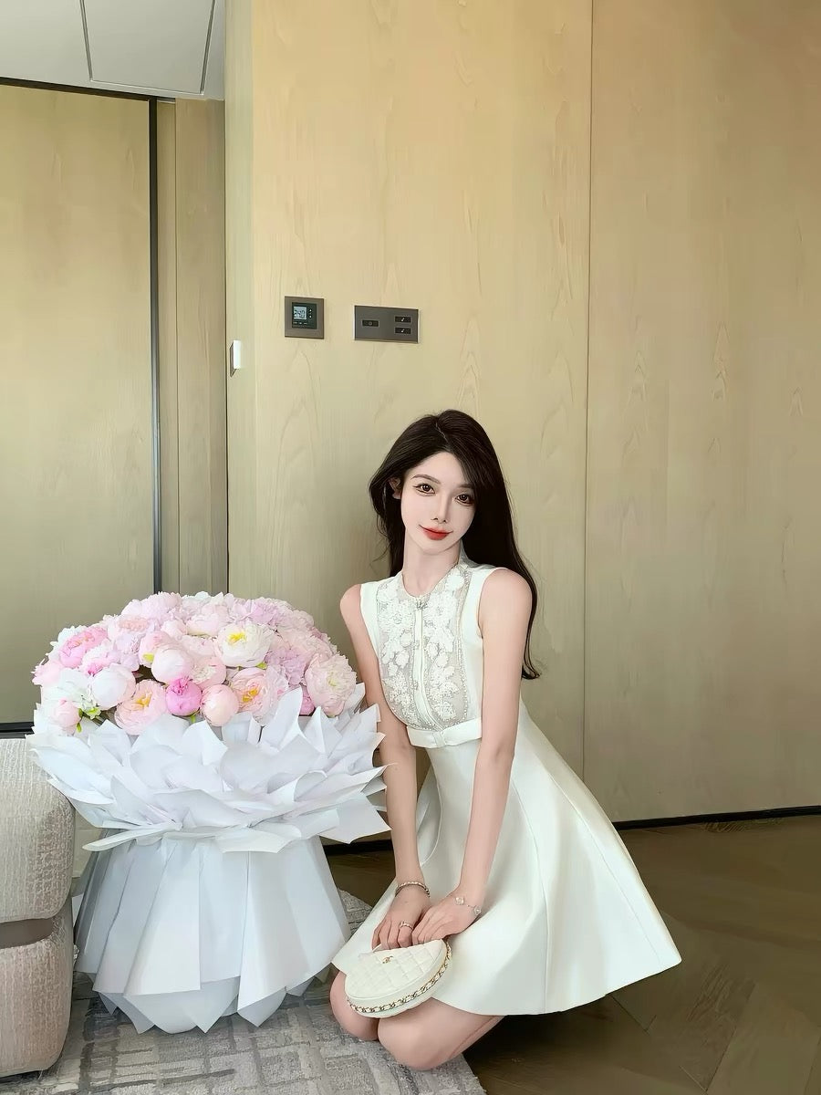JustQin【Moonlight Concerto】2026 New Summer Heavy-Duty Elegant Lace Short Skirt Sexy Dress for Women