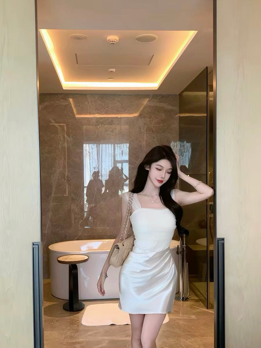 JustQin【Elegant Curves】2026 New Summer Sexy Satin Short Skirt Lace Dress for Women