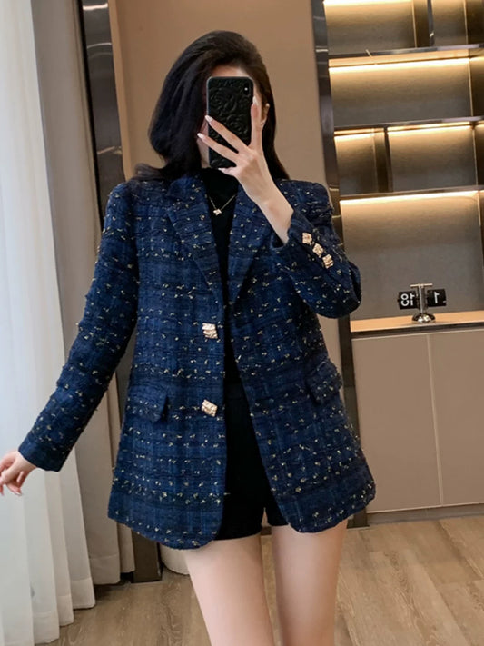 Elegant and sophisticated professional style women's suit jacket, new spring and autumn style, loose fit.
